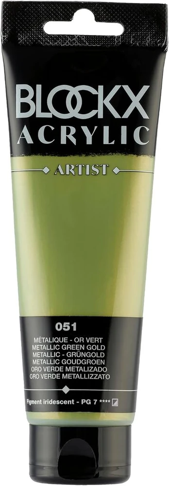 Blockx 60051bxc Akriliniai pusiau skaidrūs satininiai metaliko dažai - aukso žalumo pigmentas iridescentinis / Pg7 - 120ml