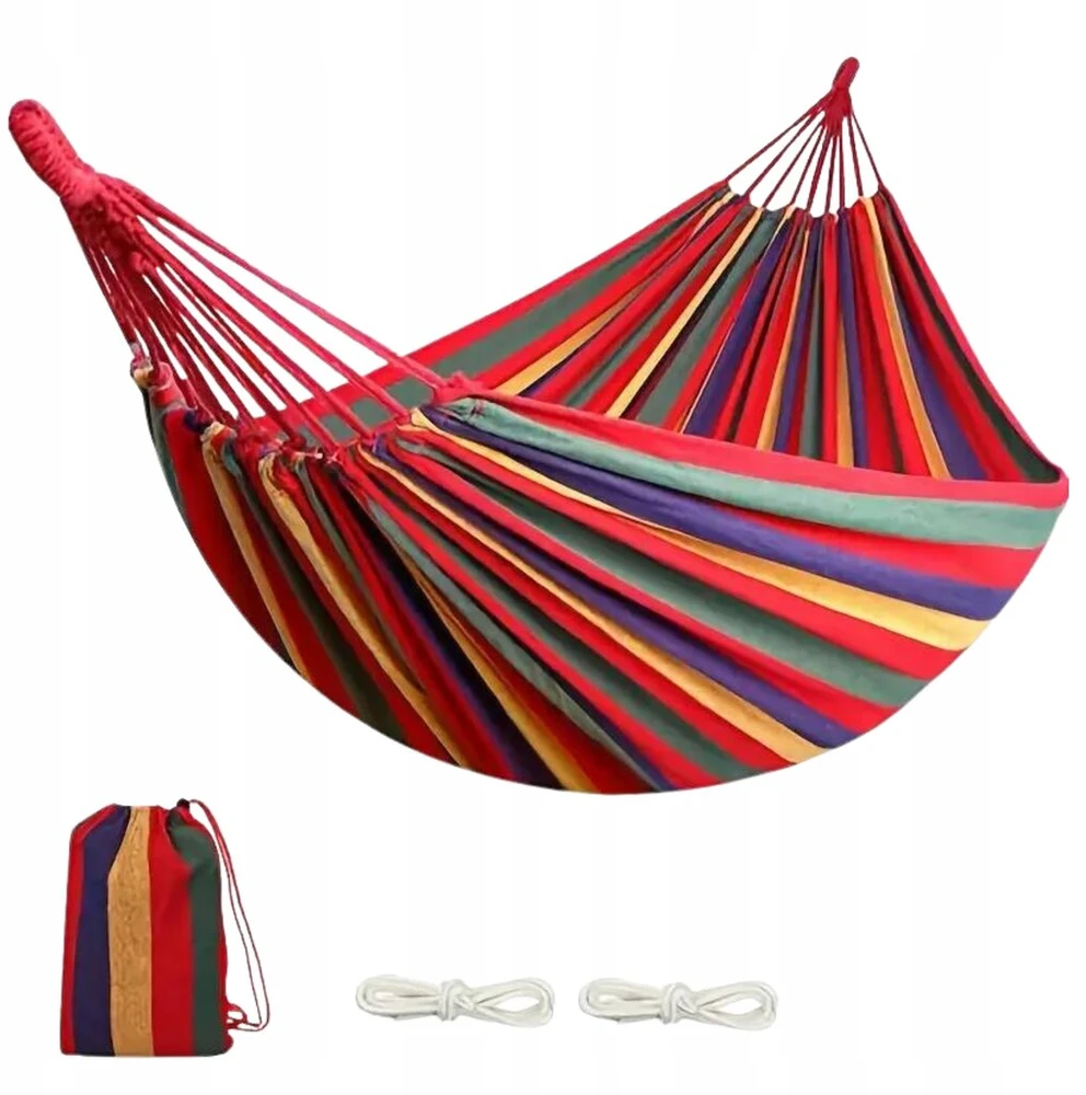 Bluegarden Didelis dvivietis hamakas 180 kg sodui, pakabinamas kokonas 140 x 230 cm, raudonas