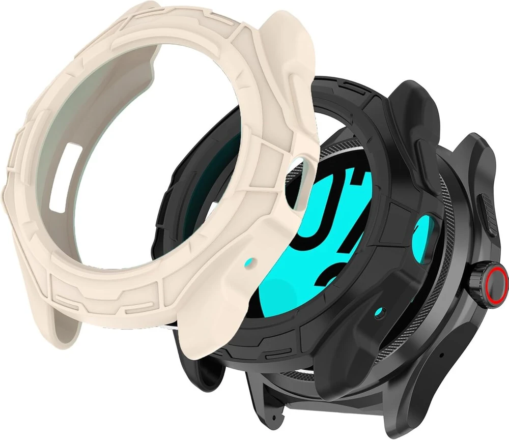 Blueshaweu apsauginis dėklas, suderinamas su Ticwatch Pro 5 išmaniuoju laikrodžiu, itin plonas Tpu apsauginis dėklas, skirtas Ticwatch Pro 5 išmaniajam laikrodžiui (juodas + smėlio spalvos)