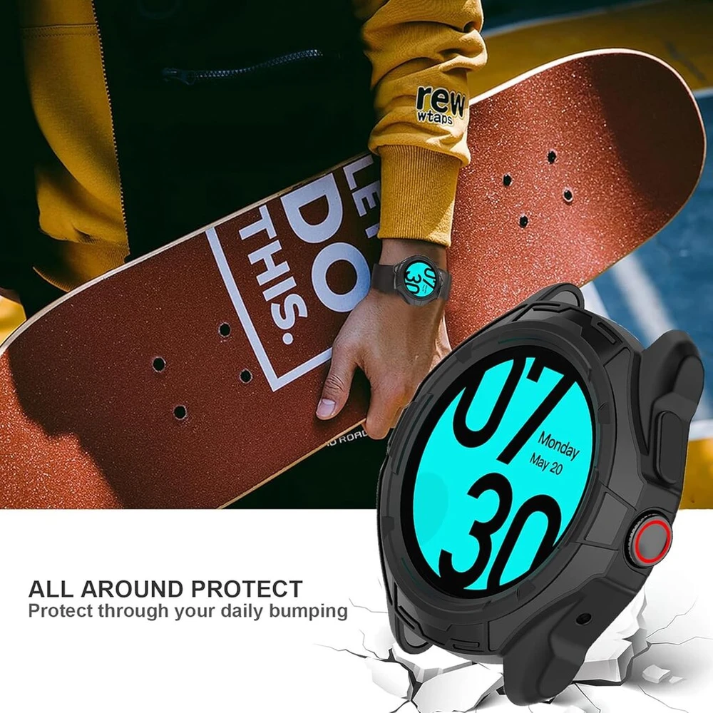 Blueshaweu apsauginis dėklas, suderinamas su Ticwatch Pro 5 išmaniuoju laikrodžiu, itin plonas Tpu apsauginis dėklas, skirtas Ticwatch Pro 5 išmaniajam laikrodžiui (juodas + smėlio spalvos)
