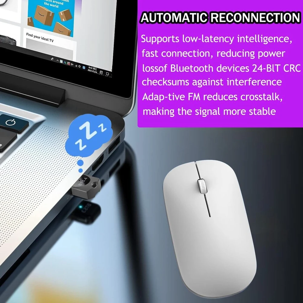 Bluetooth 5.4 adapteris, bluetooth raktas kompiuteriui (edr & ble) usb bluetooth dongle plug & play, skirtas pc nešiojamam kompiuteriui, palaiko windows 11/10/8.1/7 (juodas-5.43)