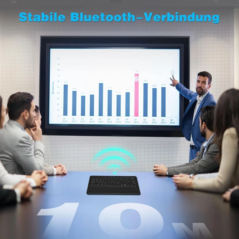 Bluetooth klaviatūra su jutikliniu kilimėliu, belaidė bluetooth klaviatūra planšetiniam kompiuteriui ipad, suderinama su android/ios/windows, qwertz vokiškas išdėstymas, belaidė klaviatūra su 7 spalvomis, apšviesta usb-c