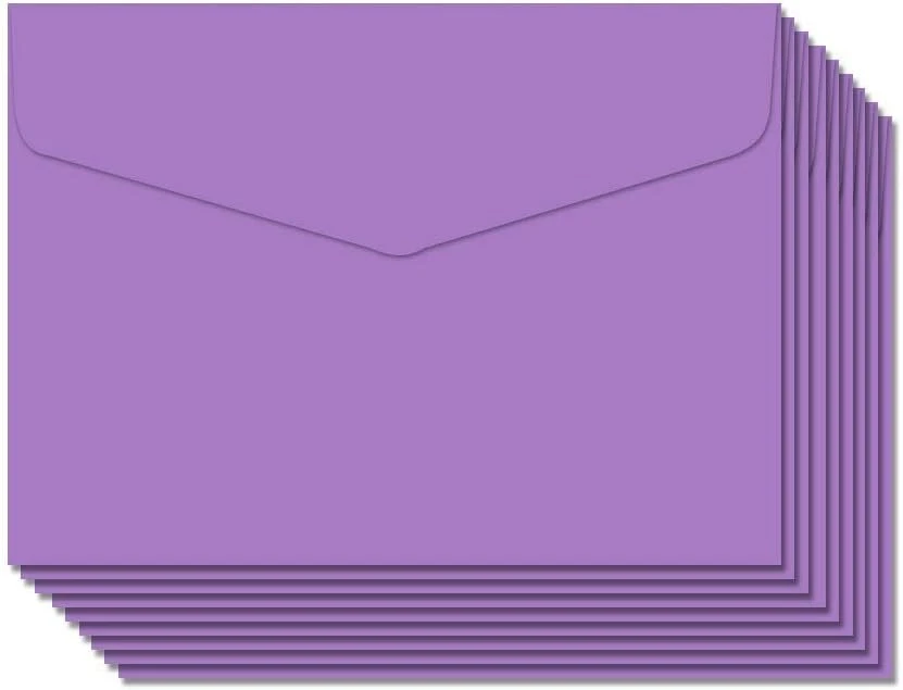 Blugul mini vokų rinkinys, 50 vnt., 115 x 82 mm, vokai dovanų kortelėms, vakarėlių kvietimams, vestuvėms, gimtadieniui, dovanoms, sveikinimo atvirukams, violetiniai