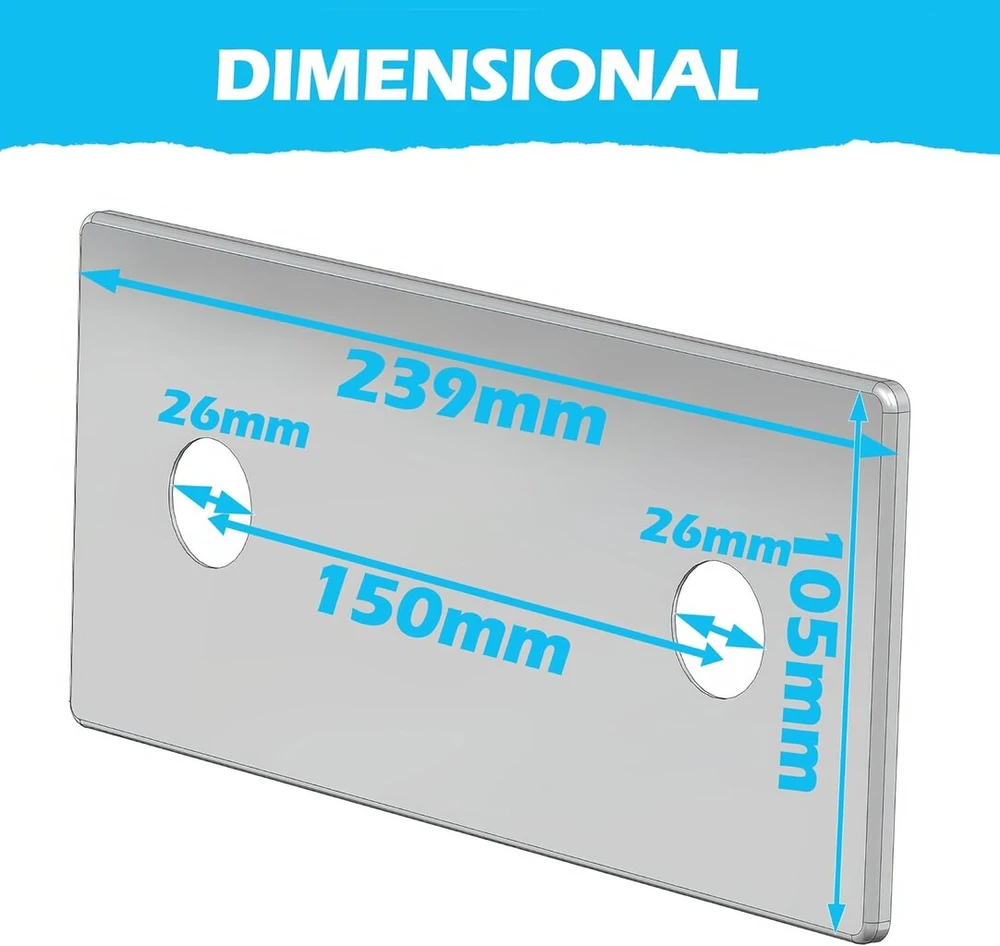 Blumkraft A2 chromuotas nerūdijančio plieno dvigubos sienelės maišytuvo dangtelis, atstumas tarp skylių 150 mm, skersmuo 26 mm