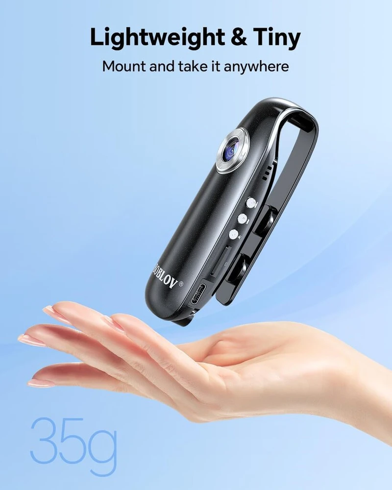 Boblov 007 Mini kamera, 1080p Full Hd kūno kamera, kūno kamera, vaizdo kamera policijai/motociklui/dviračiui/sportui (007 su 64gb Tf kortele)