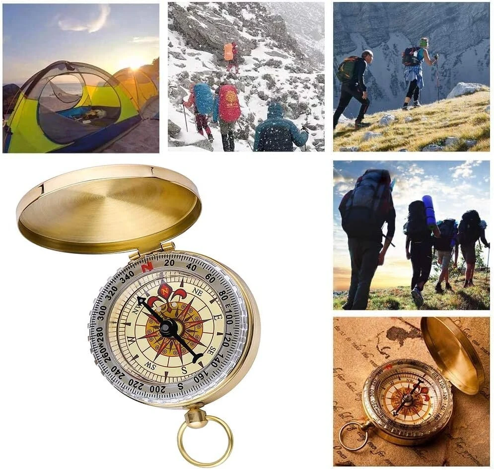 Bobozhong nešiojamas varinis kompasas, atsparus vandeniui, šviečiantis tamsoje raktų pakabukas, tvirtas, skirtas lauko veiklai, navigacijos įrankis stovyklavimui, išgyvenimui, žygiams lauke