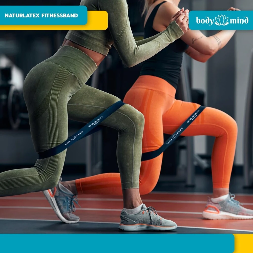 Body & Mind® Fitneso juostos 5 vnt. 5 lygių atsparumo
