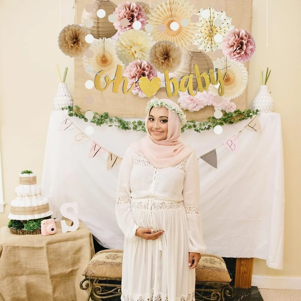 Boho dekoracijos mergaitėms, smėlio, rožinės spalvos kūdikio sutiktuvių dekoracijos, rudos, smėlio, rožinės spalvos kūdikio sutiktuvių dekoracijos, neutralios lyties atskleidimo kūdikio sutiktuvių vakarėlis Boho su Oh Baby girlianda aukso spalvos