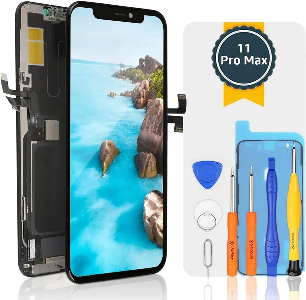 Bokman lcd ekrano remonto rinkinys, skirtas iphone 11 pro max, full hd lcd ekranas, montavimo priekinis skydelis su remonto įrankių rinkiniais (6,5 colio)