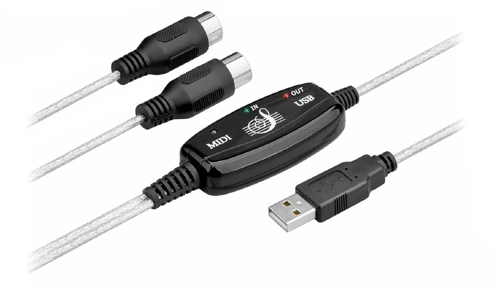 Bolwins B60s Midi kabelis Usb sąsajos keitiklis - 5 kontaktų 2m skirtas muzikos klaviatūrai, kompiuteriui ir nešiojamam kompiuteriui - instrumentinis kabelis muzikos studijai