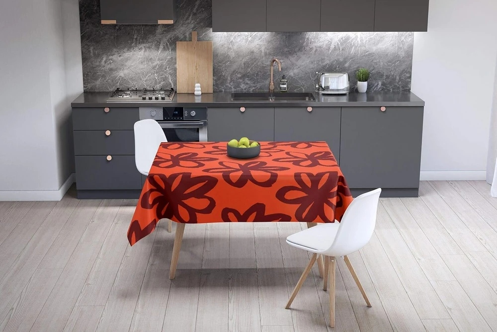 Bonamaison virtuvės dekoratyvinė staltiesė oranžinė bordo 140 x 140 cm - sukurta ir pagaminta Turkijoje