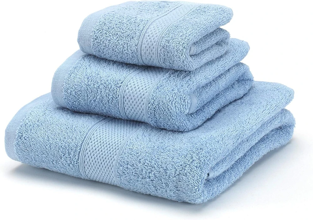 Rankšluostis Boncasa rankšluosčių rinkinys - 100% šukuotinė medvilnė (ne regeneruota) - kokybiškas žiedinis verpimas - švelnus pojūtis - 450 g/m2 (šviesiai mėlyna, 3 vnt.)