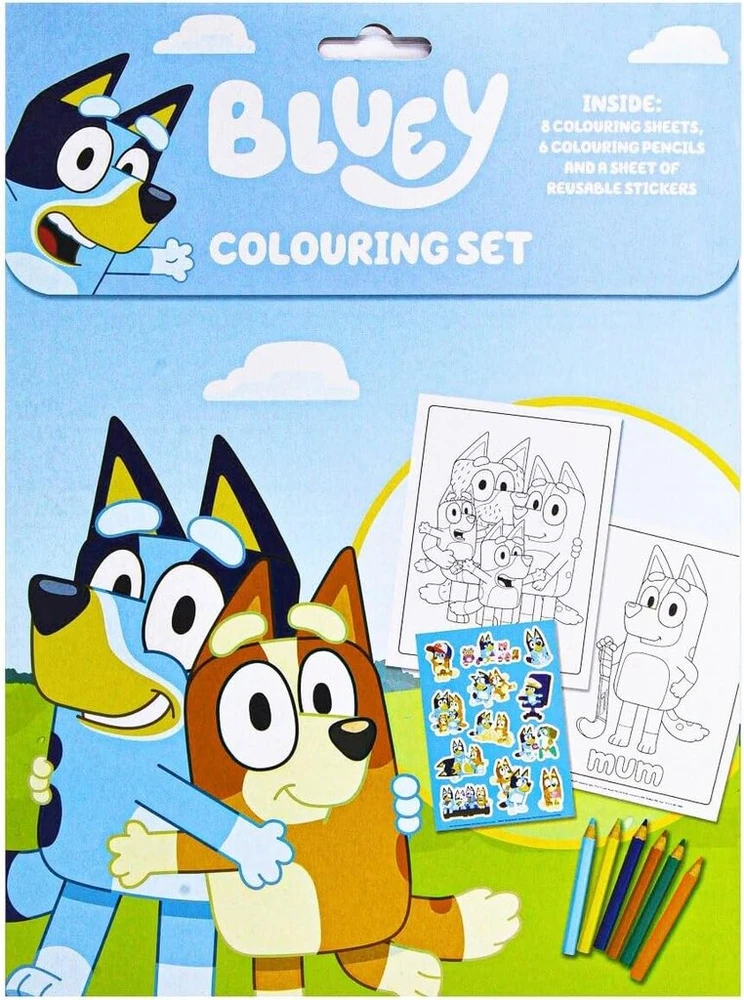 Booghe Bluey spalvinimo rinkinys vaikams, veiklos lipdukai, dovanų idėja nuo 3 metų, balta