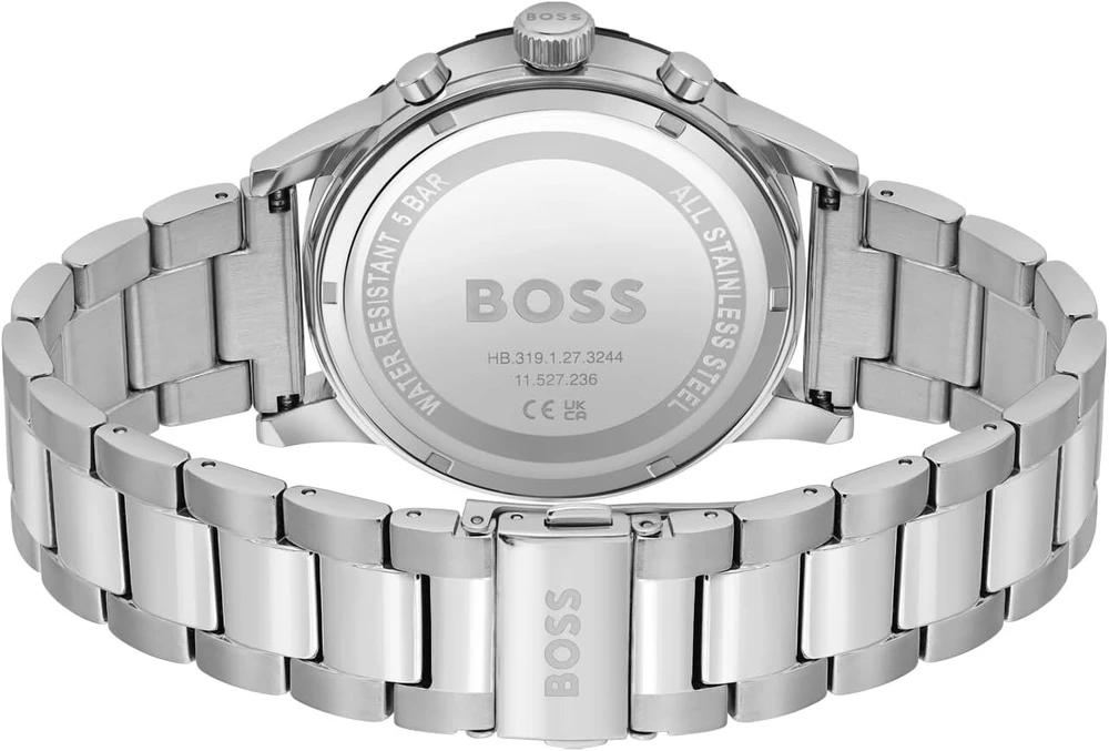 Boss solarinis chronografas kvarcinis laikrodis vyrams su nerūdijančiu plienu