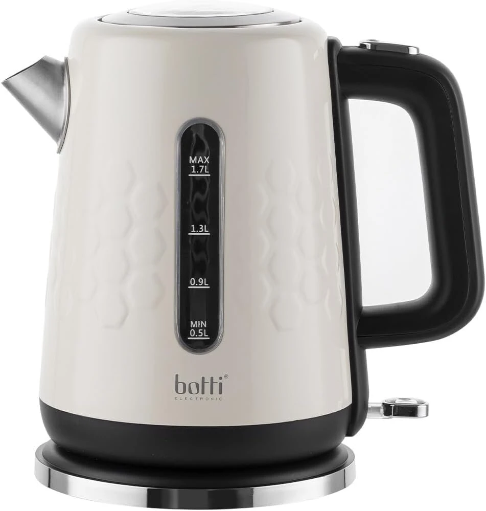 Botti Ivo elektrinis virdulys, 1.7 l, idealus kavai ir arbatai, greitas kaitinimas, 360° besisukantis pagrindas, paslėptas kaitinimo elementas pagamintas iš nerūdijančio plieno, modernus dizainas