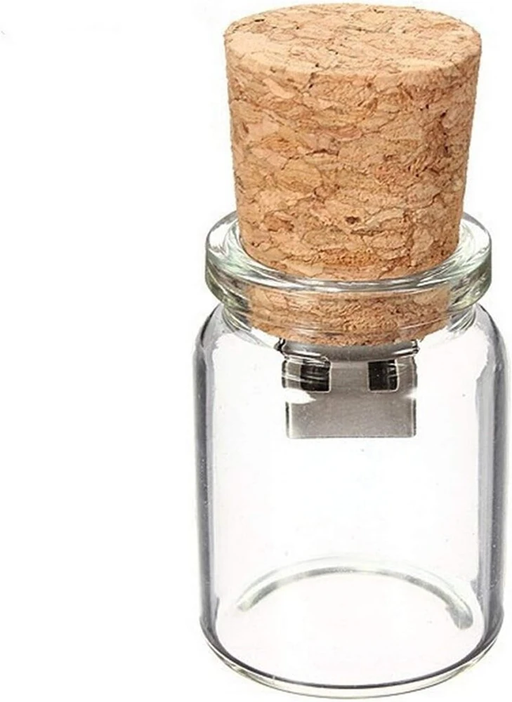 Bottle 16gb Usb atmintinė, rašiklis, atminties laikmena, permatomas stiklinis kamštelis