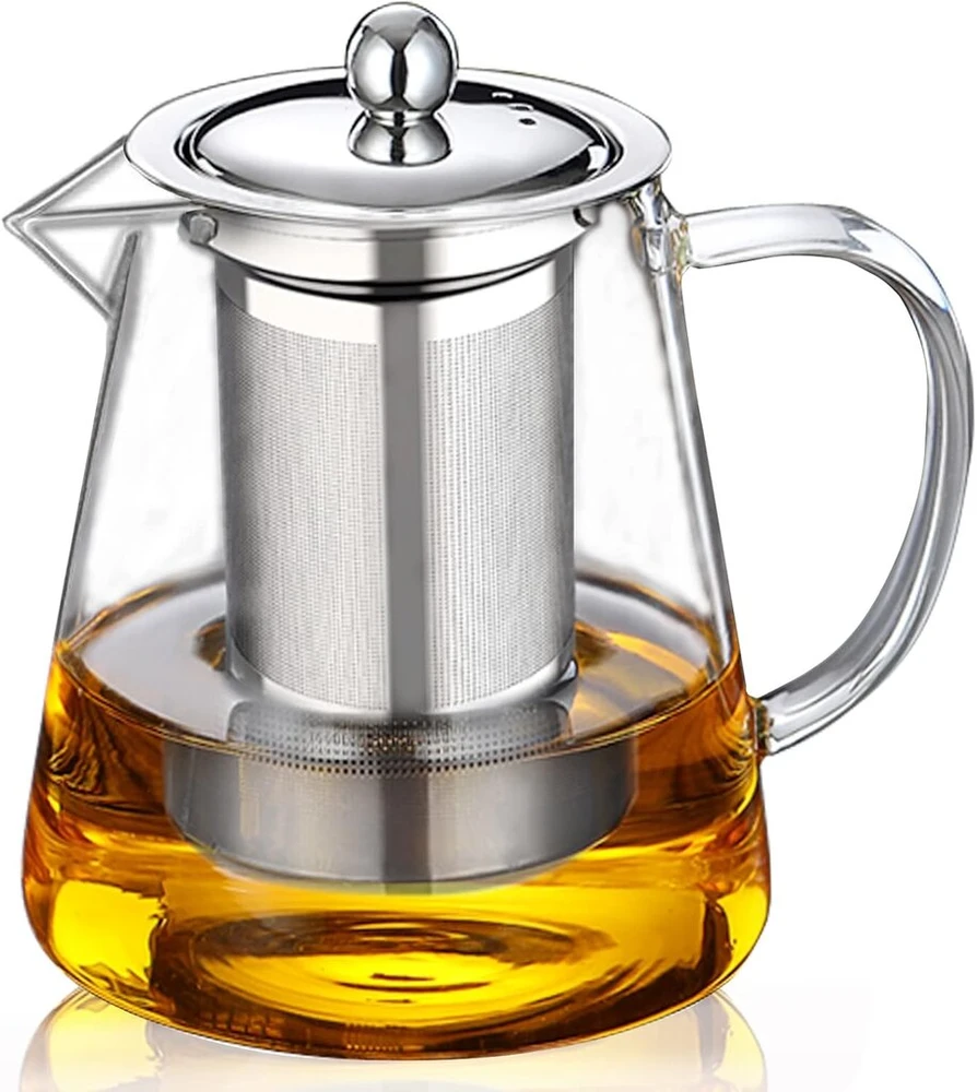 Virdulys Bowd stiklinis arbatinukas 750 ml, su karščiui atspariu nerūdijančiu plienu, puikiai tinka arbatai ir kavai, tinkamas naudoti mikrobangų krosnelėje ir ant viryklių, arbatinis sietelis su talpa
