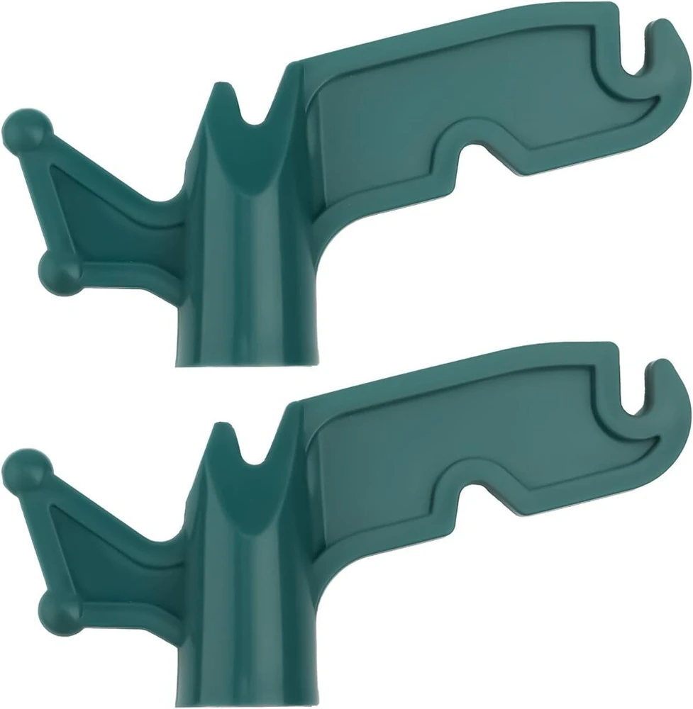 Boxob 2 kabliukų rinkinys prailginimo kotams, 1,9 cm vidinis skersmuo, universalūs kabliukai, plastikiniai kabliukai, tvirtinimo strypo kabliukai girliandoms, lesyklėlių virvėms kabinti (žali)