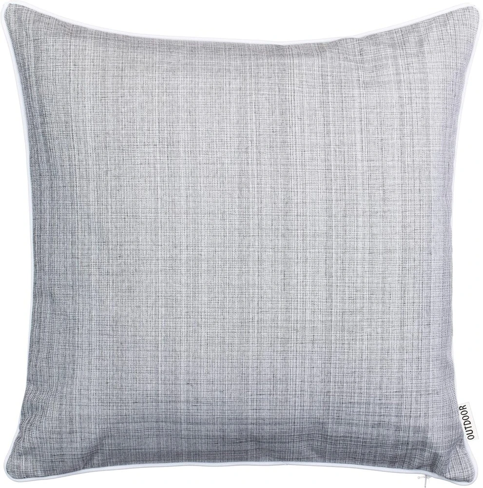 Brandsseller 2 lauko pagalvėlių užvalkalų rinkinys, 45 x 45 cm, atsparūs oro sąlygoms dekoratyviniai pagalvėlių užvalkalai lino išvaizdos, vandeniui atstumiantys dekoratyviniai pagalvėlių užvalkalai su užtrauktuku sodui, balkonui ir terasai, šviesiai pilk