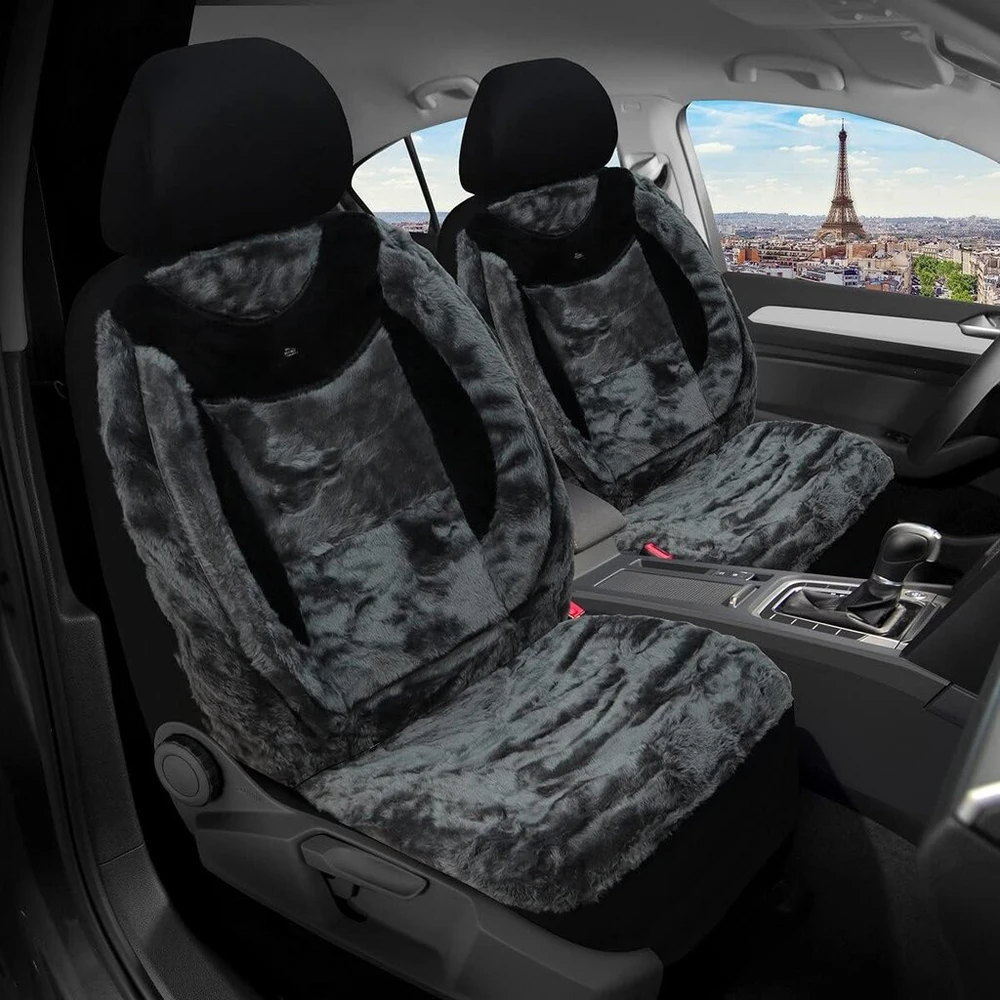 Bremer Sitzbezüge individualūs automobilio sėdynių užvalkalai, suderinami su Toyota Hilux 6 vairuotojo ir keleivio sėdynėmis nuo 2016 m. / Automobilio sėdynių užvalkalai, apsauginis užvalkalų rinkinys, 2 vnt., pilkas pliušas