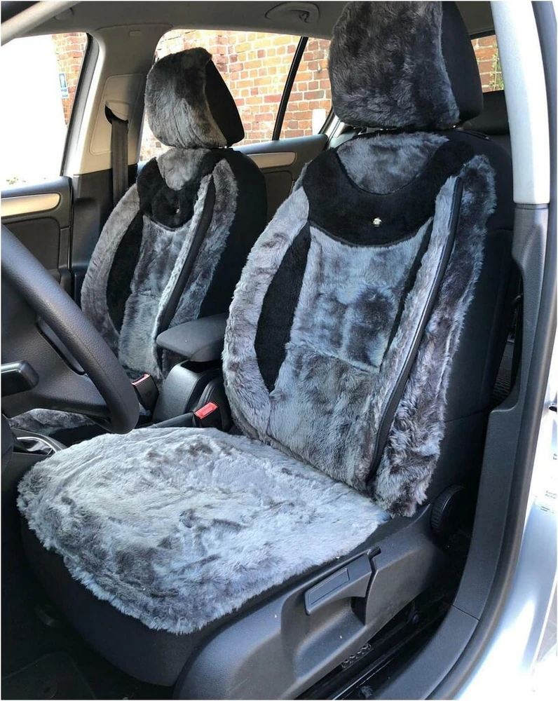 Bremer Sitzbezüge Measure automobiliniai sėdynių užvalkalai, suderinami su volvo s40 ii cross country vairuotojo ir keleivio sėdynėmis nuo 2004-2012 m. / apsauginis automobilinių sėdynių užvalkalų komplektas, 2 vnt., pilkas pliušas
