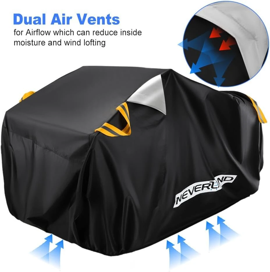 Brezentas keturračiams waterproof neverland quad brezentas atv transporto priemonių keturračio uždangalas apsauginis uždangalas 210d oksfordo audinys su atšvaitinėmis juostelėmis atsparus žiemai dulkėms lietui uv apsauga 256 x 110 x 120 cm