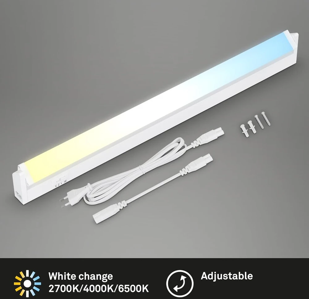 Briloner Leuchten 2224-016 led lemputė po spintele, pasukama, cct lemputė po spintele, virtuvės, reguliuojama spalvos temperatūra, spintelės lemputė, balta, 54,5 cm