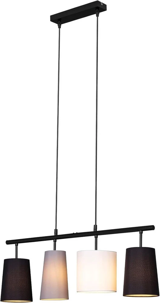 Briloner pakabinamas šviestuvas su medžiaginiu gaubtu, E27 lizdas, maks. 40 W, pakabinamas šviestuvas, šviestuvas valgomajam, šviestuvas svetainei, šviestuvas virtuvei, 74 x 120 cm, pilkas, baltas, juodas