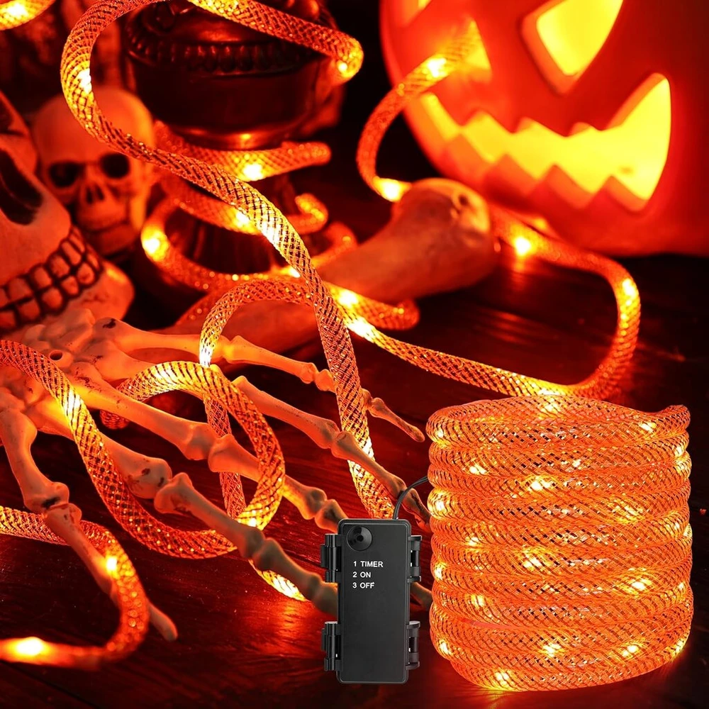 Brizlabs Helovino vidaus girlianda, 36 led oranžinės rudens dekoracijos girlianda, maitinama baterijomis su laikmačiu, kalėdinis apšvietimas, lauko apšvietimas sodui, langui, terasai, medžiams, padėkos dienai, gimtadieniui