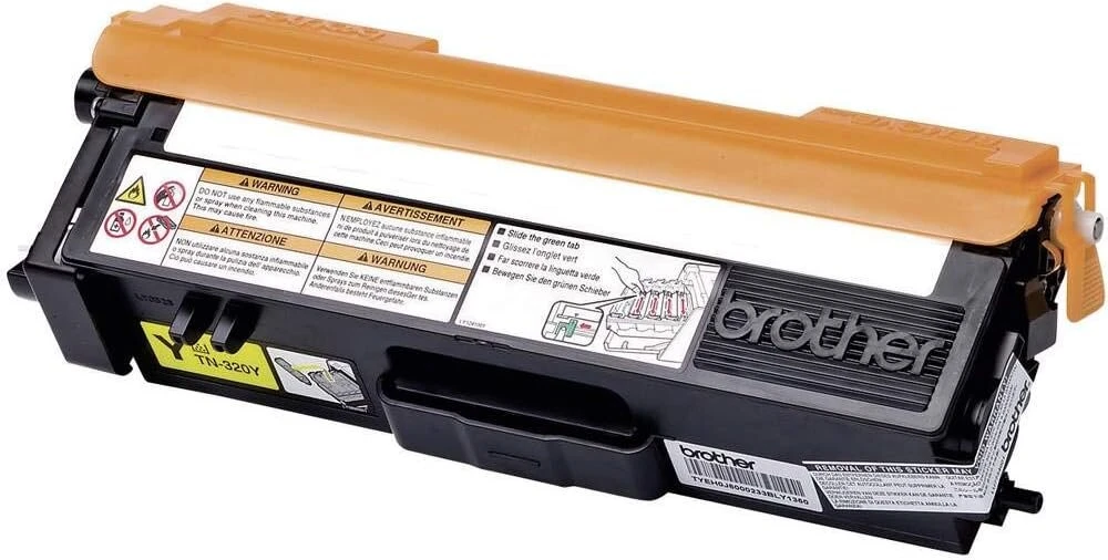 Brother Tn320y geltonos spalvos standartinės išeigos tonerio kasetė, originalios brother reikmenys