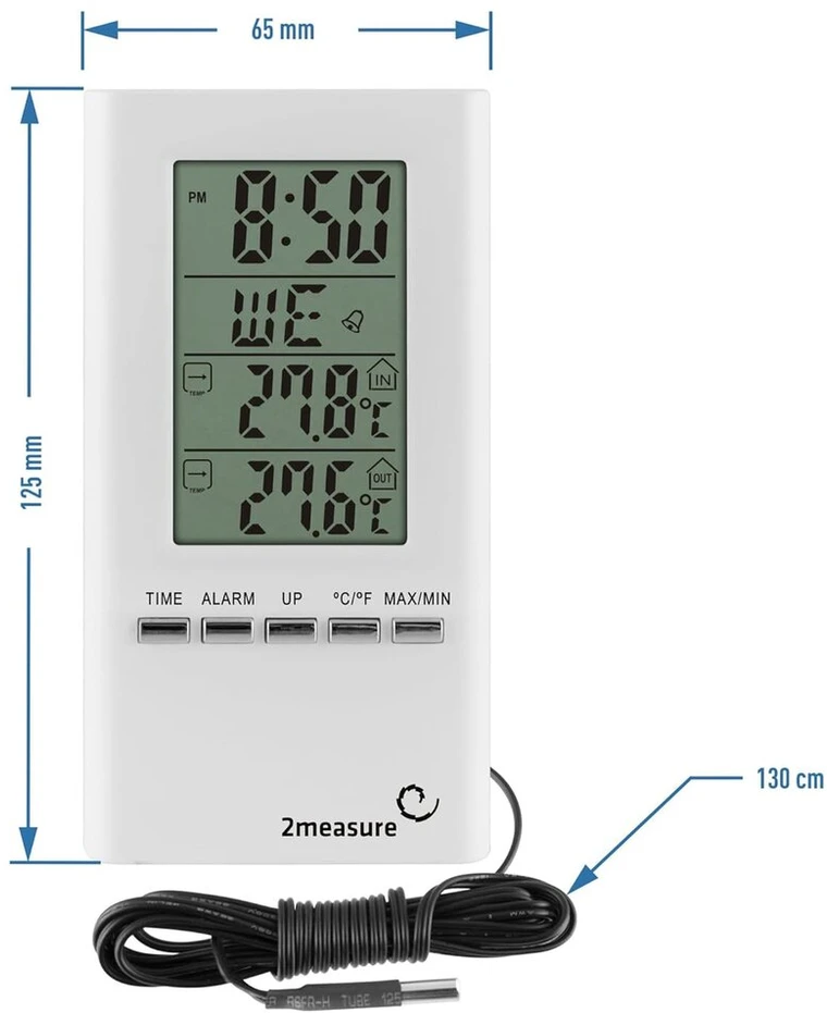 Browin® Elektroninė meteorologijos stotis su lauko davikliu - tikslus temperatūros ir drėgmės rodmuo vidaus ir lauko naudojimui, stilinga balta