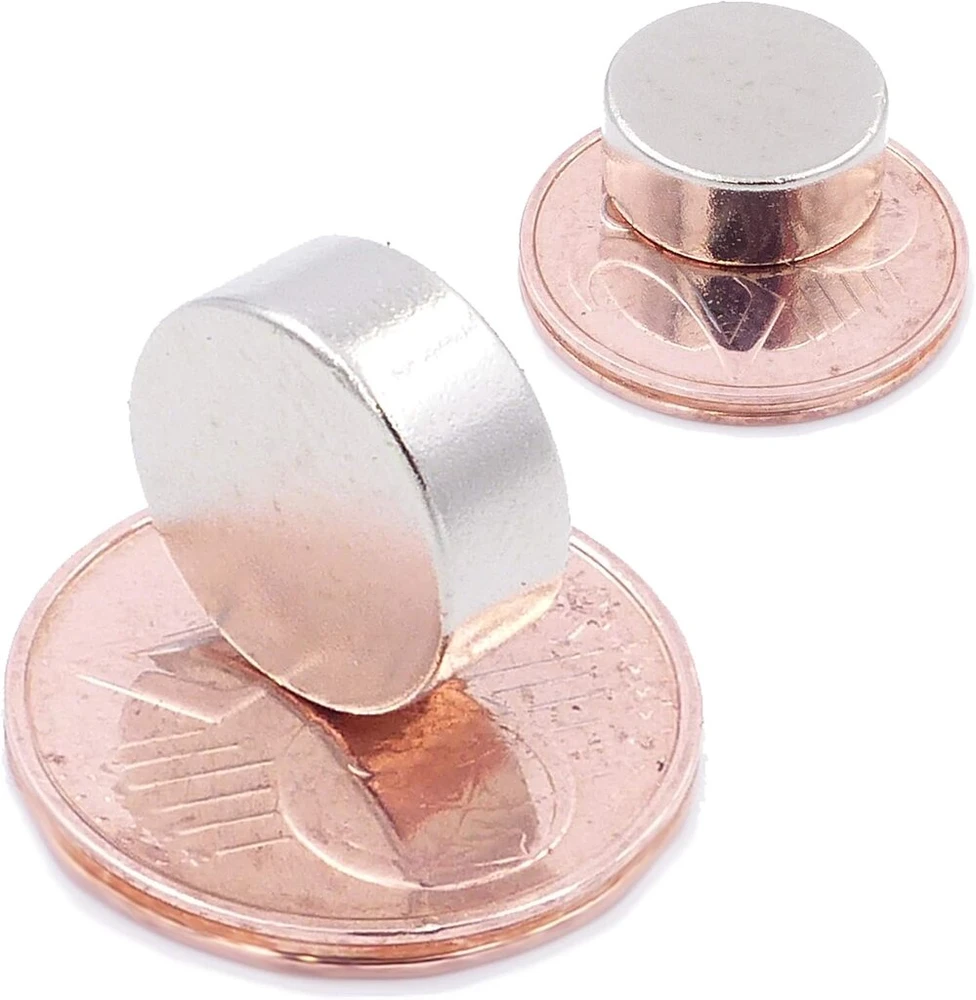 Brudazon 10 mini diskiniai magnetai 12 x 5 mm N52 stipriausio lygio neodimio magnetai itin stiprūs magnetai modelių gamybai, nuotraukoms, lentoms, skelbimų lentoms, šaldytuvams, rankdarbiams, itin stiprus magnetinis diskas