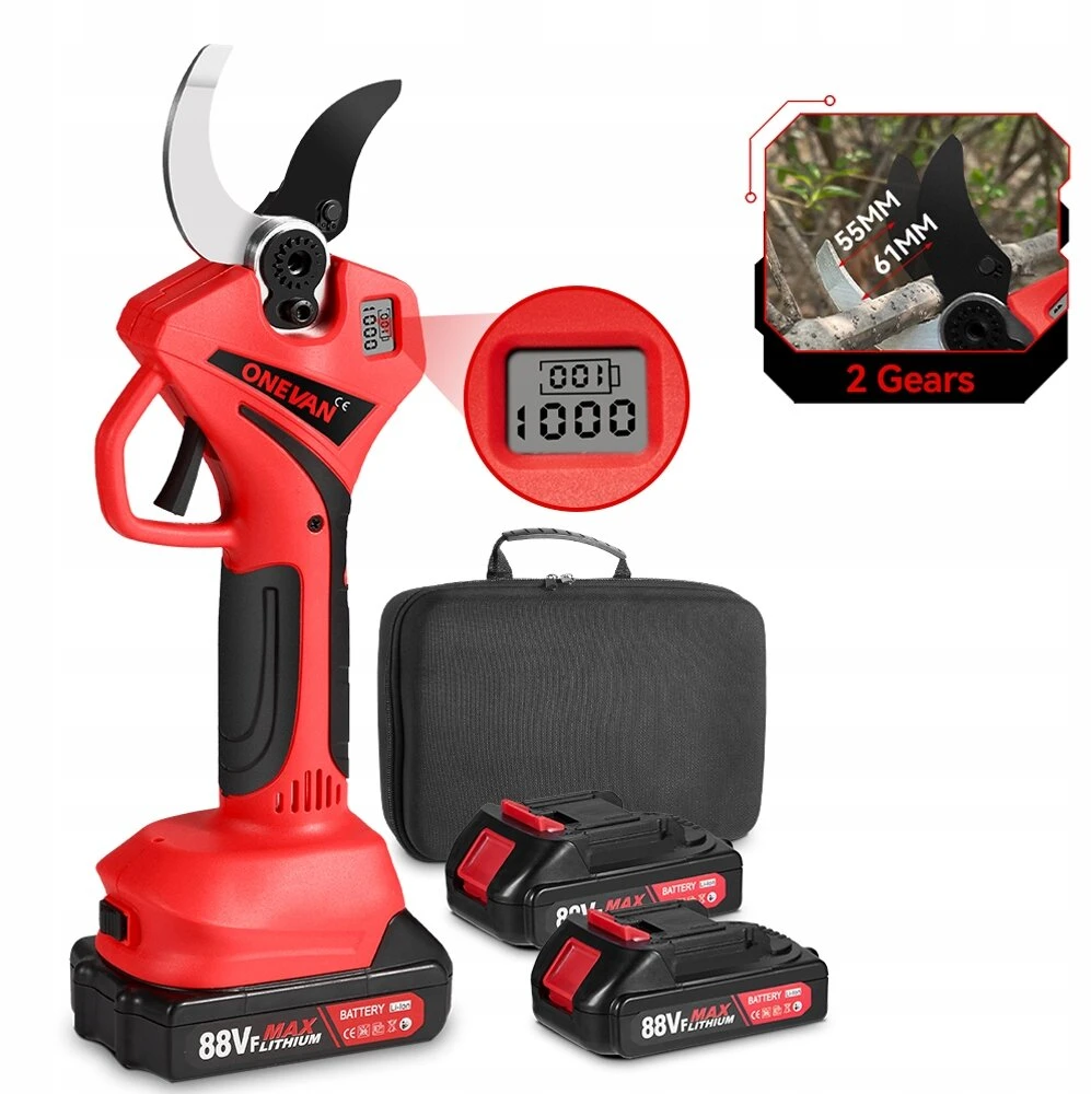 Brushless elektrinės genėjimo žirklės 50 mm 2 pavaros akumuliatorinės žirklės +2 akumuliatoriai