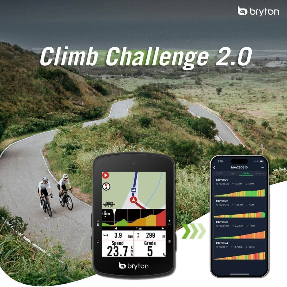 Bryton Rider S510 Gps dviračio kompiuteris su 30 val. baterija