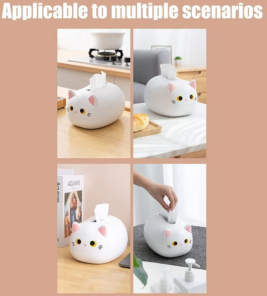 Bstcar kawaii cat servetėlių dėžutė 22 x 16 x 13 cm servetėlių dėžutė vonios kambariui, svetainei, miegamajam, automobiliui ir biurui