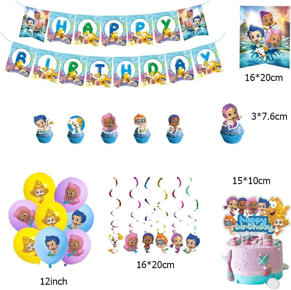 Bubble Guppies gimtadienio dekoracija Bubble Guppies gimtadienio dekoracija Bubble Guppies gimtadienio balionai Bubble Guppies torto dekoracija Bubble Guppies gimtadienio girlianda Bubble Guppies spiraliniai papuošalai