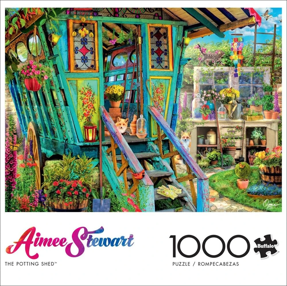 Buffalo Games Aimee Stewart The Potting Shed 1000 dalių dėlionė suaugusiems, sudėtinga dėlionė puikiai tinkanti žaidimų vakarams, surinkto paveikslėlio dydis 67.95 x 50.17 cm
