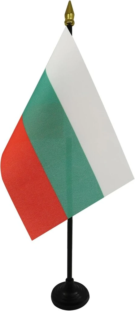 Bulgarijos stalo vėliavėlė 15x10 cm su auksiniu antgaliu
