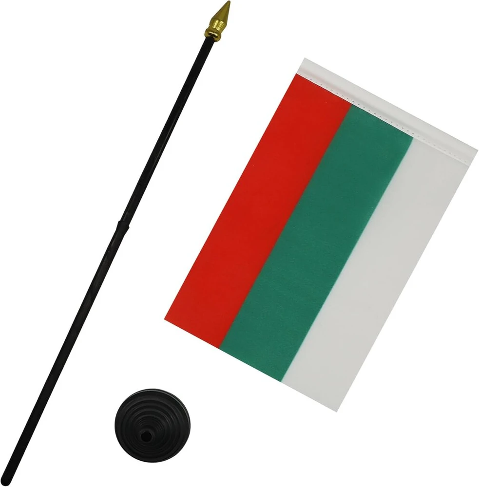 Bulgarijos stalo vėliavėlė 15x10 cm su auksiniu antgaliu