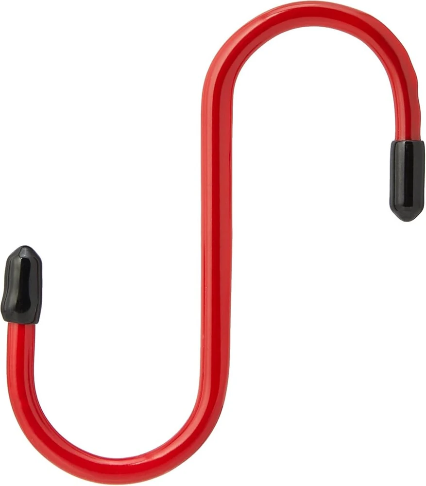 Bulk Hardware Bh01913 raudonas plastiku dengtas S formos virtuvės kabliukas, 100 mm (4 colių) - 2 vnt.