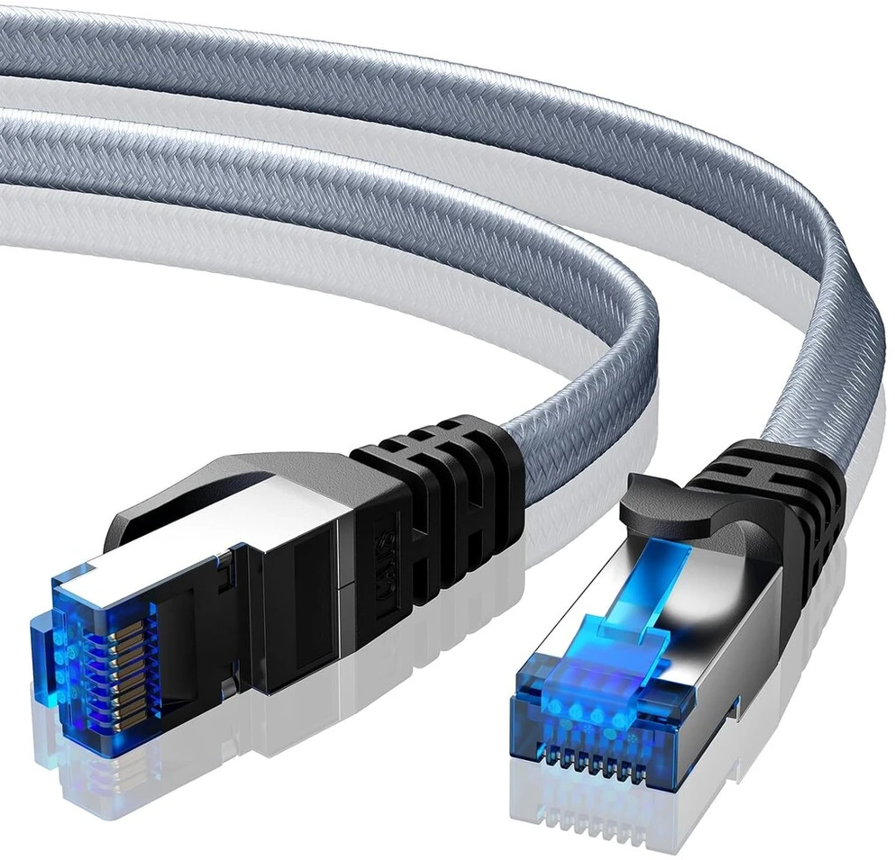 Busohe Cat 8 Lan kabelis, 2 metrai, 40 Gbps, 2000 Mhz, ethernet kabelis, tinklo kabelis, plokščias didelės spartos gigabitinis Rj45 patch kabelis, pintas interneto kabelis, suderinamas su Pc, maršrutizatoriumi, modemu