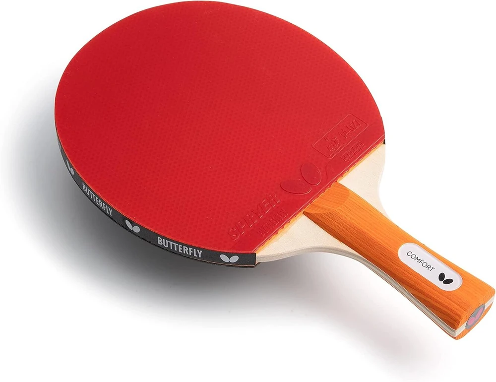 Butterfly Comfort stalo teniso raketė, profesionali stalo teniso raketė pradedantiesiems ir pažengusiems žaidėjams, juoda/raudona su Ittf patvirtinimu varžyboms, itin kibiu paviršiumi