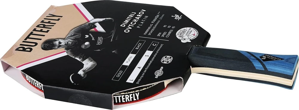 Butterfly® Dimitrij Ovtcharov Platinum stalo teniso raketė, Eva technologija, Ittf sertifikuota Pan Asia guma su 1,7 mm kempine, stalo teniso raketė apmokytiems žaidėjams