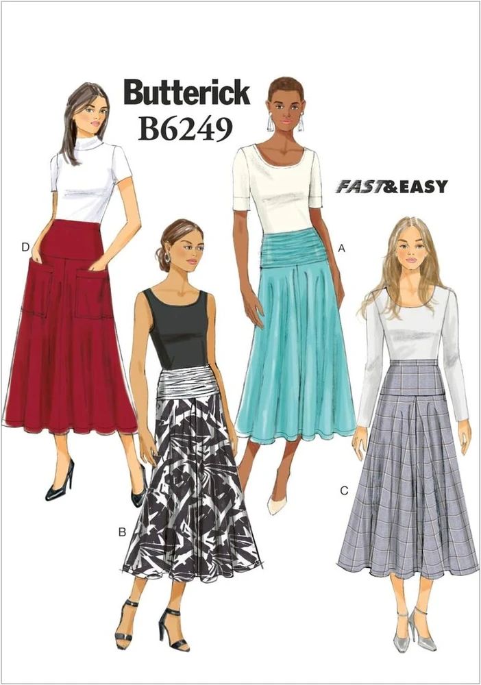 Butterick Patterns 6249 E5, sijonas moterims, dydžiai 14-16-18-20-22