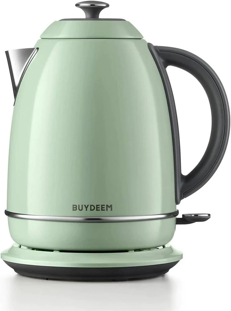 Buydeem retro elektrinis virdulys - 1.7 l nerūdijančio plieno, be bpa, automatinis išjungimas ir apsauga nuo virimo be vandens - jauki žalsva