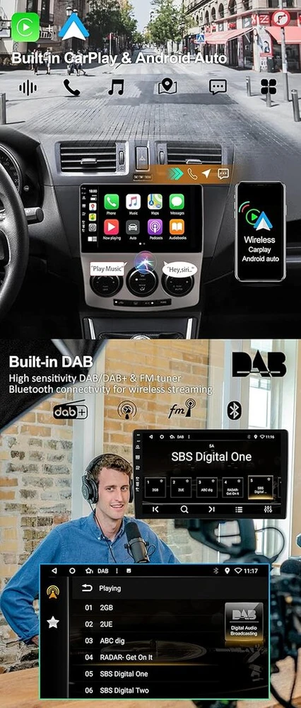 Automagnetola Bxliyer - įmontuotas Dab - android 14 ips automobilinis radijas mazda 5 (2005-2010) radijo gps navigacijai - carplay android auto - 4g + 64g - kamera mic - vairo valdymas bluetooth wifi - ips 9 colių