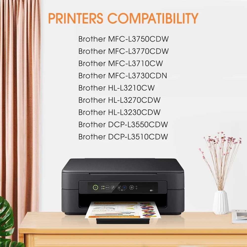 Bybeiby tn247 tn-247bk suderinamas su brother tn-243cmyk tn247bk tonerio brother mfc l3750cdw mfc-l3750cdw dcp-l3550cdw hl-l3210cw mfc-l3730cdw mfc-l3770cdw hl-l3230cw (2 juodi)