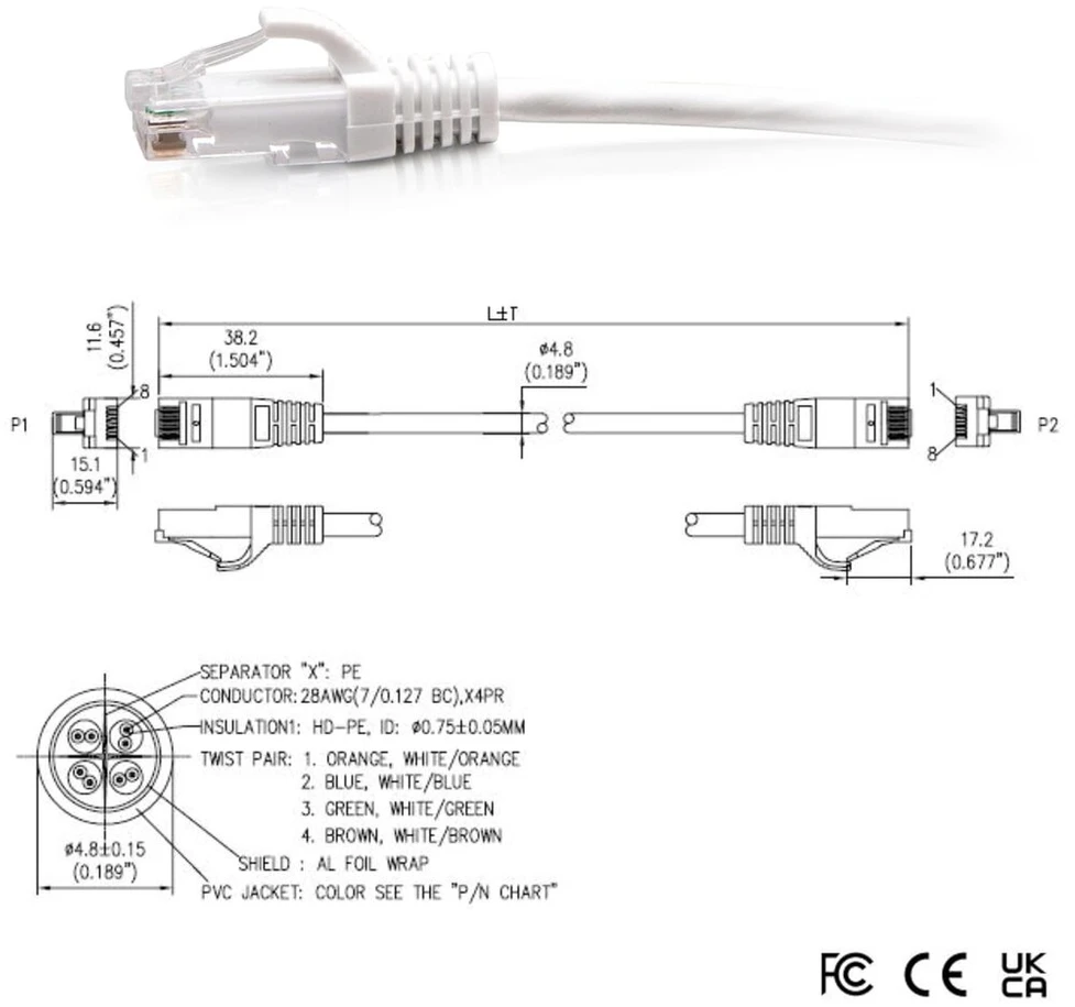 C2g 90cm baltas ethernet kabelis Cat6a itin lankstus maršrutizatoriui, modemui, internetui, wifi dėžutėms, XBOX, ps5, smart tv, sky q, ip kamerai