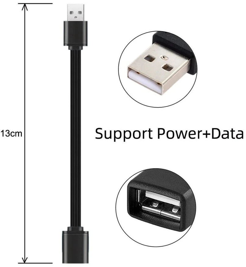Cablecc 13cm usb 2.0 type a male į type a male female plonas fpc kabelis, skirtas fpv, diskams ir telefonams