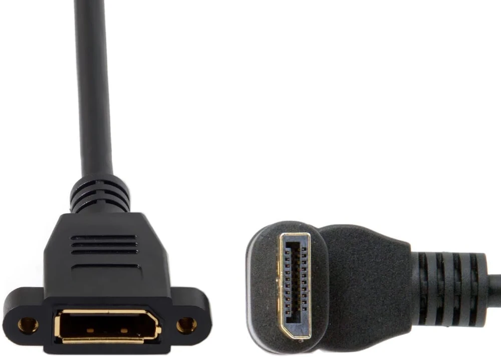 Cablecc Displayport Ekranas Port jungtis iš tėviškos į moterišką 90 laipsnių kampu aukštyn nukreiptas prailginimo kabelis
